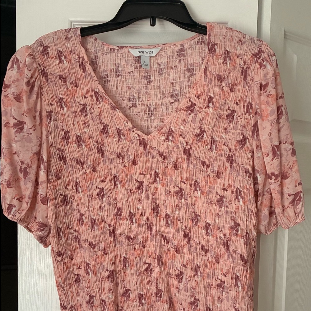 Nine West Blush and Mauve Patterned Blouse